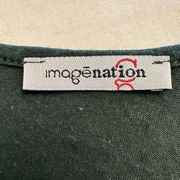 Imagenation Scoop Neck Short Sleeve Rayon Blend Stretch Bodysuit Green Large - Picture 3 of 4